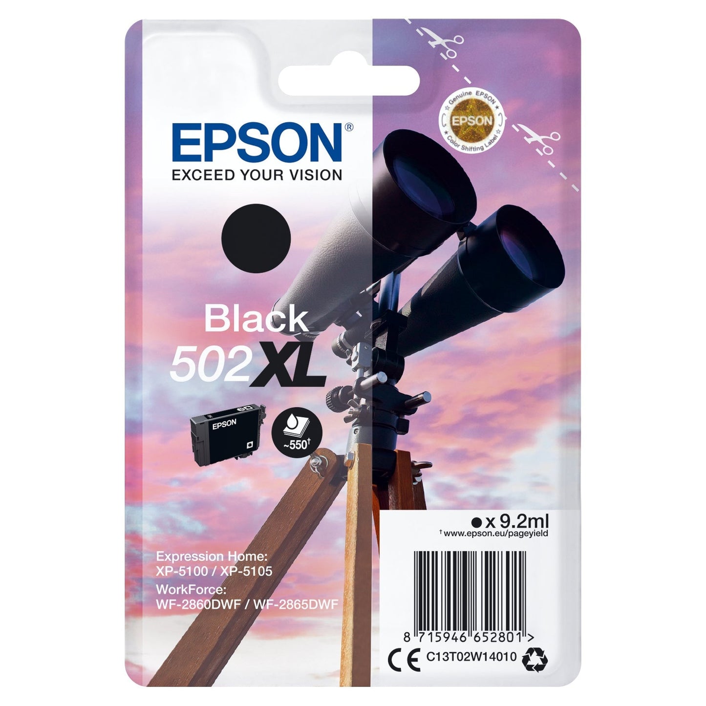 Tinteiro EPSON 502 Preto XL para XP-51xx e WF-286x | Alta Capacidade Epson