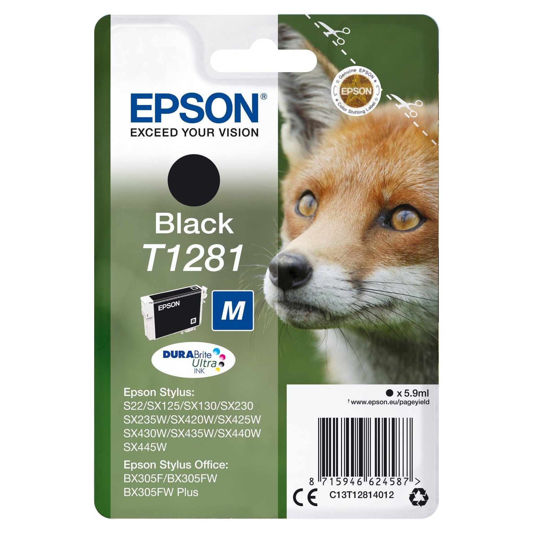 Tinteiro EPSON T1281 Preto M - Stylus S22/SX42xW/BX305