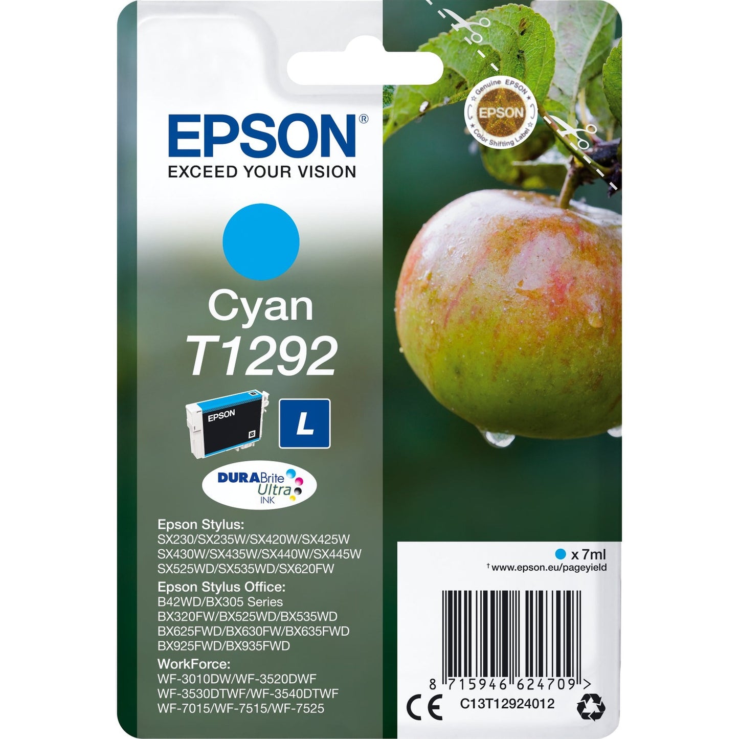 Tinteiro EPSON T1292 Ciano L - Stylus B42,BX3xx/5xx/6xx/9xx,SX4xx/5xx/620