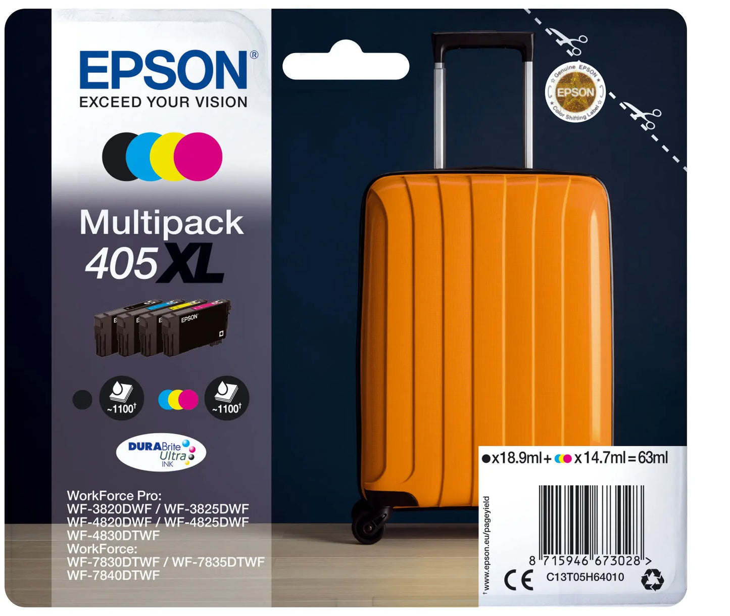 Tinteiro Multipack EPSON 405XL 4 Cores Durabrite Ultra 2LB Epson