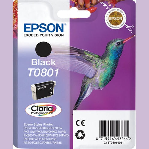 Tinteiro EPSON T0801 Preto - Stylus Photo P50/PX6xx/PX7xx/PX8xx/R2xx/R360/RX560/RX585/RX685