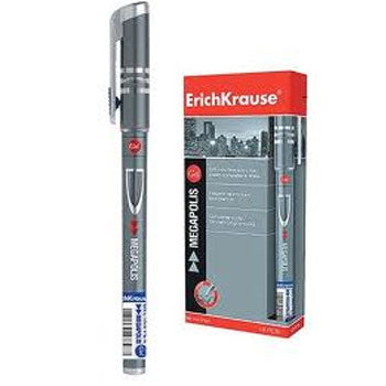 Caneta gel azul EK Megapolis da Erichkrause com ponta de 0,5mm, escrita suave e fluida, ideal para papéis e desenhos.