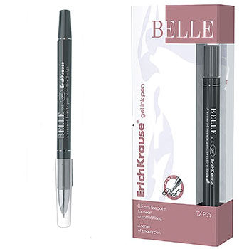 Esferográfica gel EK Belle preta da Erichkrause com ponta de 0,5mm, caneta de escrita suave e design elegante.