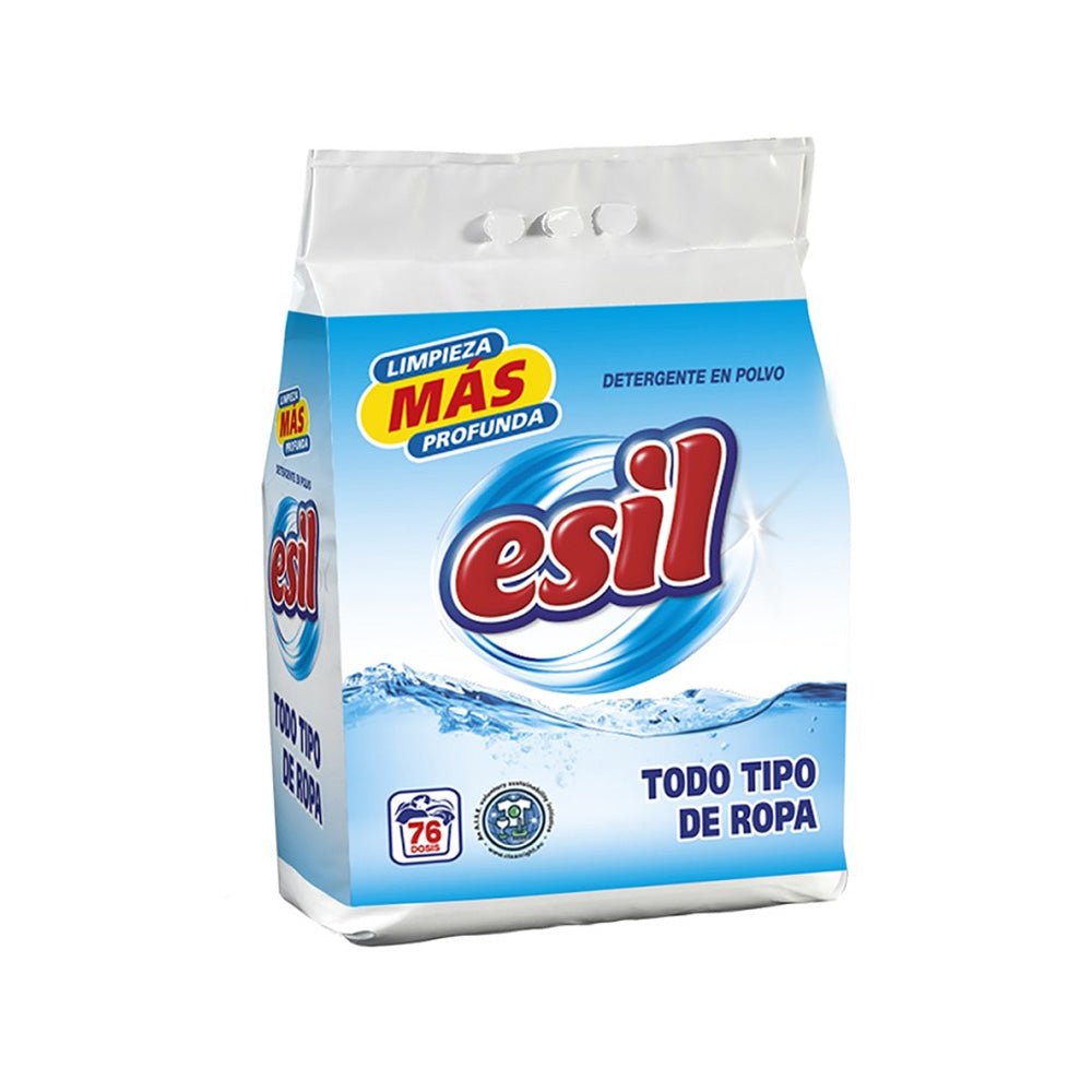 Detergente em pó Esil para máquina de lavar roupas, 5kg, com 76 doses, produto de limpeza para roupas.