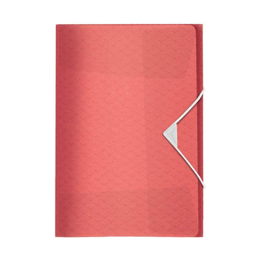 Pasta plástica A4 com 3 abas vermelho coral da Esselte, ideal para organização de documentos.