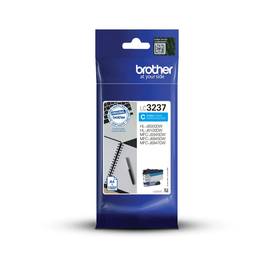 Tinta Cyan Brother LC-3237C para 1500 páginas | Compatível Brother