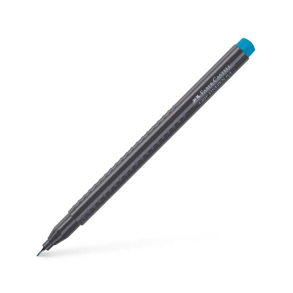 Marcador fino Faber-Castell 0,4mm na cor turquesa cobalto, ideal para esboços e detalhes artísticos.