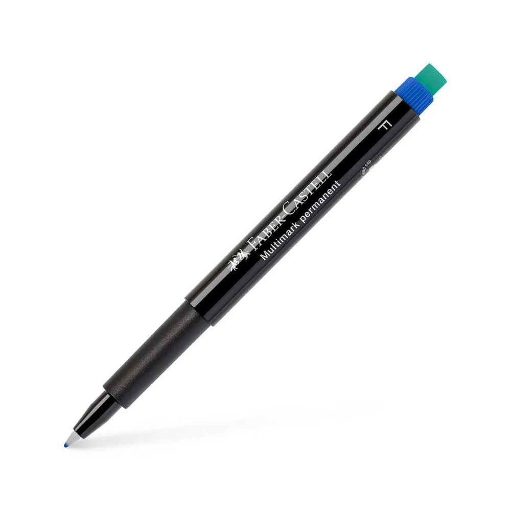 Marcador permanente fino Faber-Castell 0,7mm azul, uma unidade, com ponta fina para escrita e desenho preciso