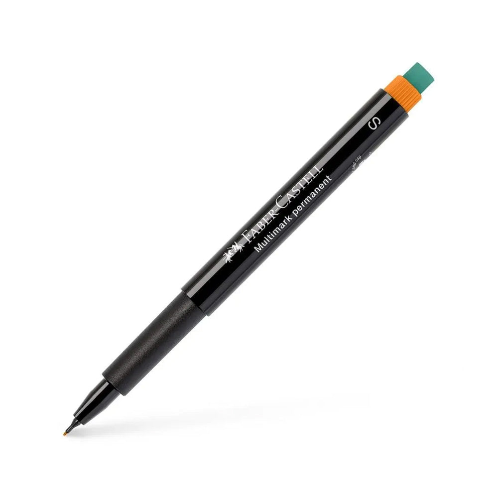 Marcador permanente Faber-Castell laranja com ponta fina de 0,4mm, tinta de alta qualidade, para escrita e desenhos precisos