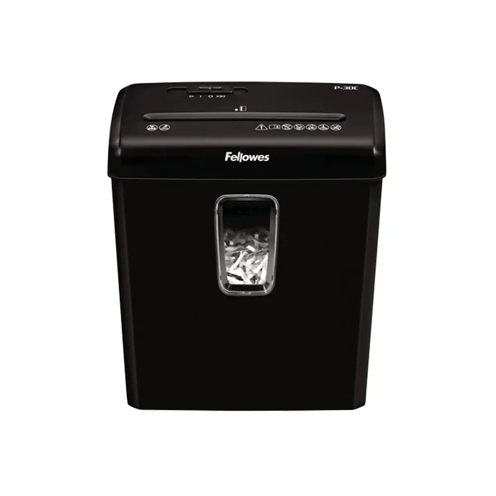 Bluepixel Equipamentos e Serviços Informáticos Lda | Destruidora de Papéis Fellowes P-30C 4x34mm, Preto, Compacta Fellowes Corte Partículas