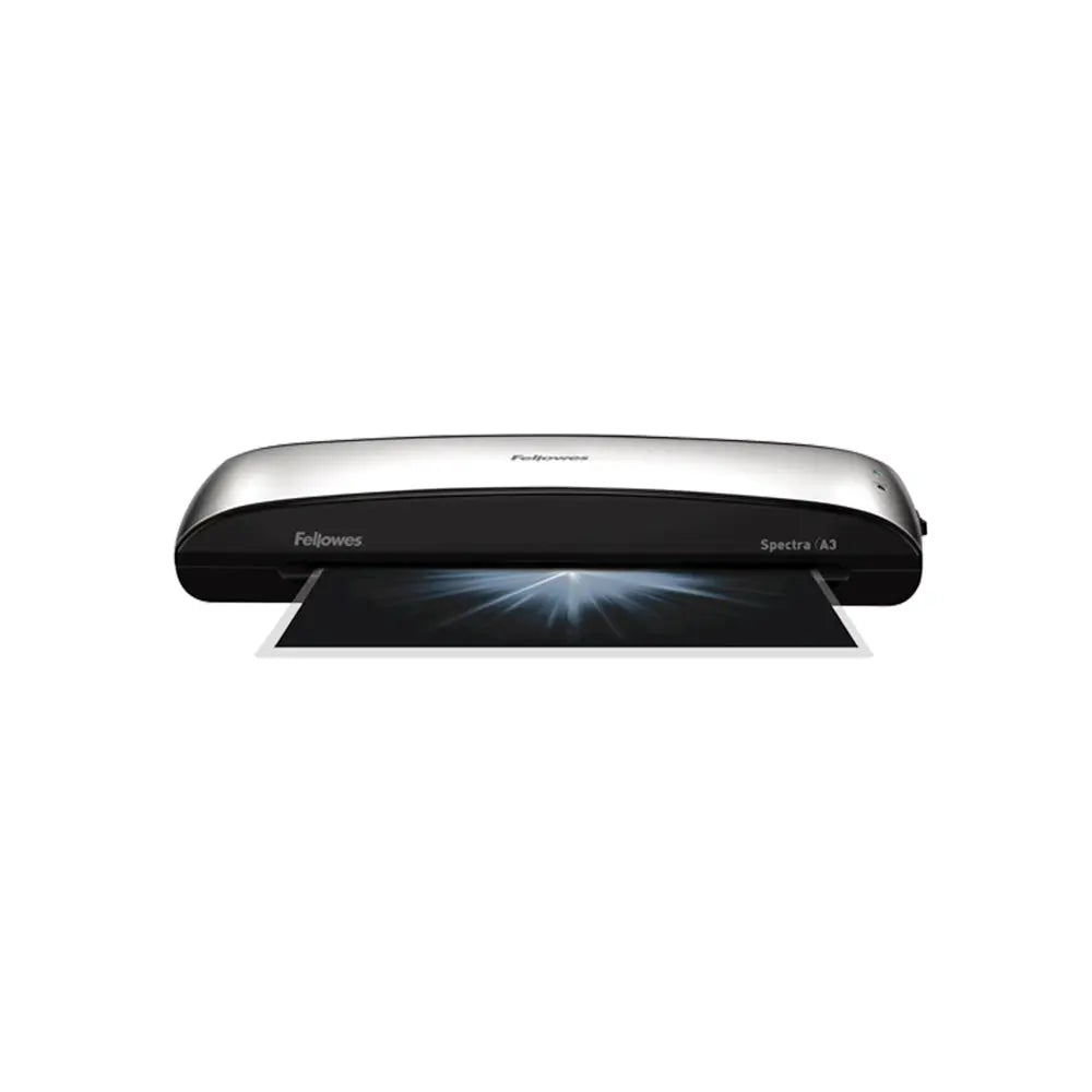 Plastificadora A3 Fellowes Spectra com aquecimento quente e 125μm, ideal para plastificação de documentos de alta qualidade.