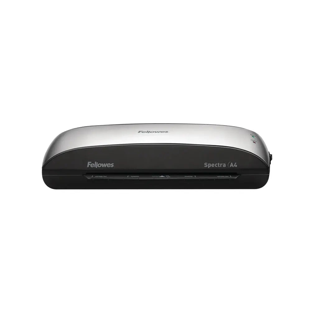 Plastificadora A4 Fellowes Spectra 125mic, quente, de alta qualidade, exibida em detalhe na imagem.