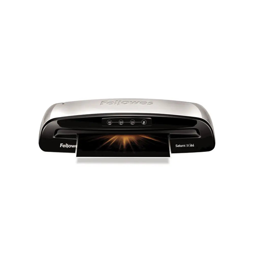 Plastificadora A4 Fellowes Saturn 3i de alta qualidade, capacidade de 125 microns, para documentos e trabalhos escolares.