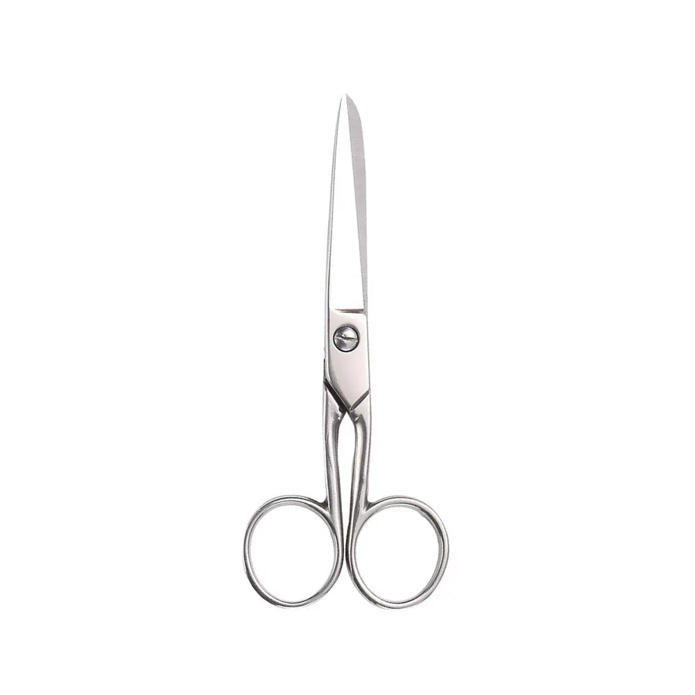 Tesoura Forbici de 14,7cm com corpo metálico, ideal para artesanato, mostrando lâmina afiada e design durável.