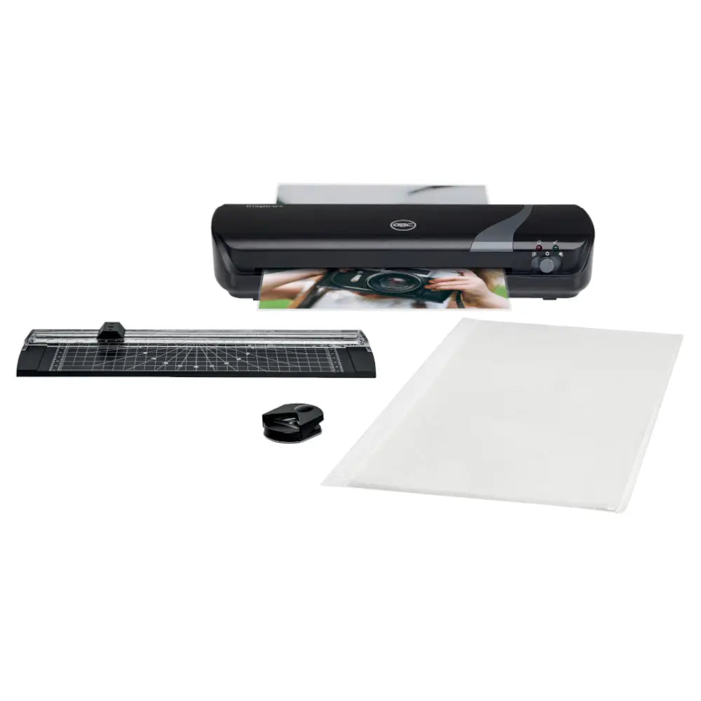Bluepixel Equipamentos e Serviços Informáticos Lda | Pack Plastificadora Inspire+ A4 com Cisalha Preto – Proteção e Corte Fácil GBC Plastificadoras