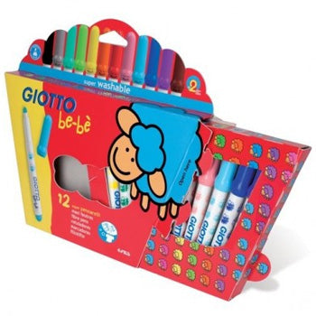 Marcador feltro Giotto Be-Be 012un para artes e desenho, pontas finas em cores variadas, ideal para atividades criativas.