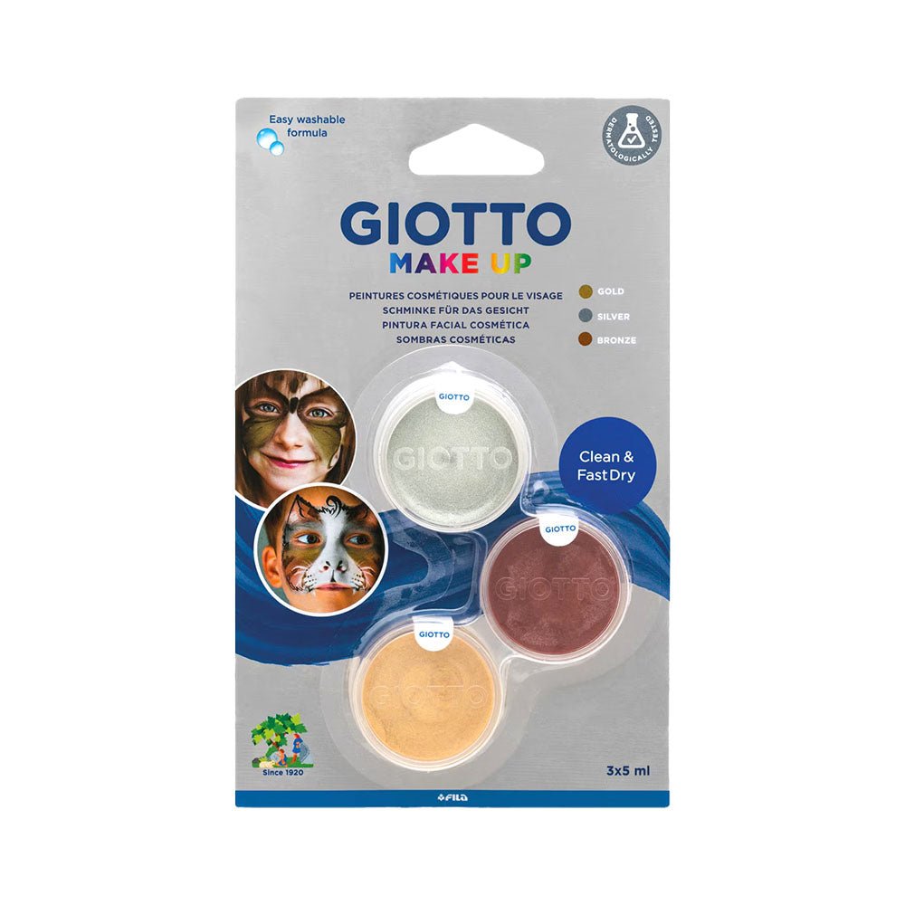 Bluepixel Equipamentos e Serviços Informáticos Lda | Pintura Facial Giotto Ouro, Prata e Bronze – Kit com 3 Cores Giotto Diversos