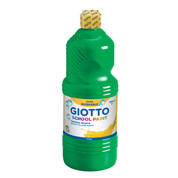 Guache líquido Giotto de 1L na cor verde escuro, ideal para artes escolares e atividades artísticas infantis.
