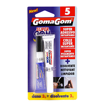 Bluepixel Equipamentos e Serviços Informáticos Lda | Cola Rápida 3g + Dissolvente 1g - Fixação Instantânea Insuperável Gomagom Bricolage
