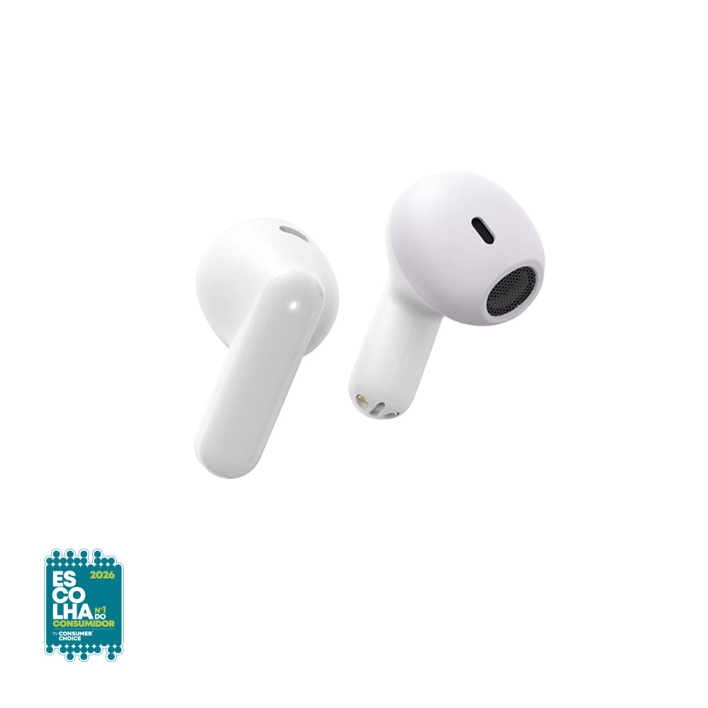 Auriculares Bluetooth Hama Freedom Light II brancos, sem fios e leves, com design confortável e controle intuitivo.
