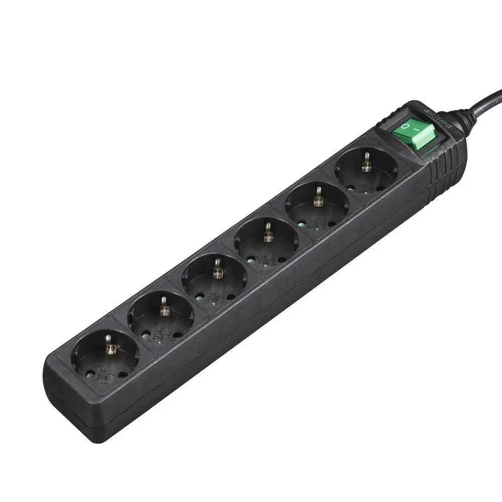 Bloco 6 Tomadas + Interruptor Cabo 3mts Preto