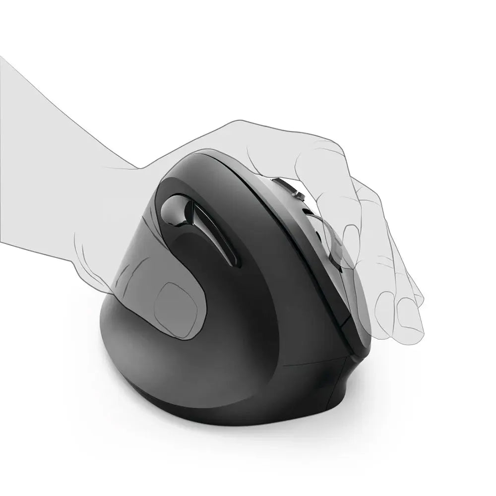 Rato wireless ergonômico vertical para mão esquerda da Hama, com design confortável e tecnologia sem fio.