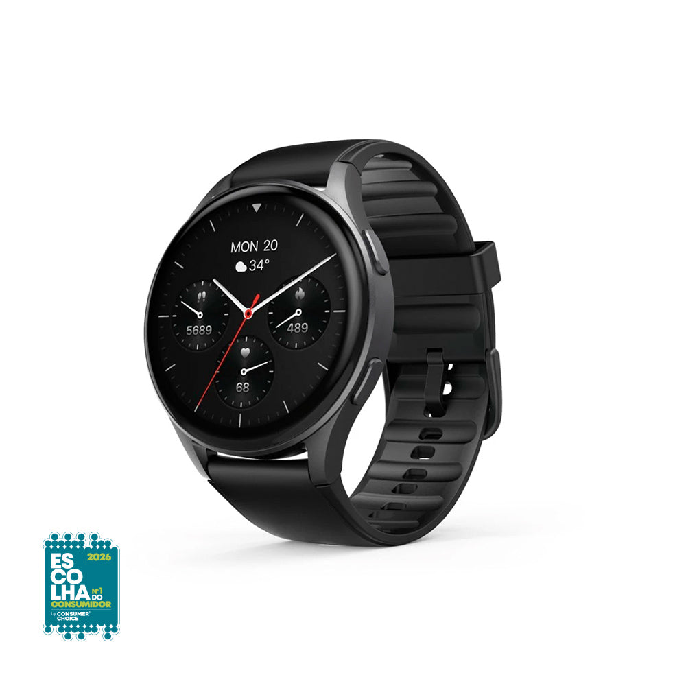 Relógio inteligente Hama 8900 preto, wearable com tela digital e funcionalidades avançadas para monitoramento de saúde e notificações.