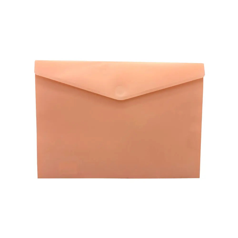 Bolsa envelope A4 salmão mate com fecho velcro da marca HFP, feita de material durável e elegante.