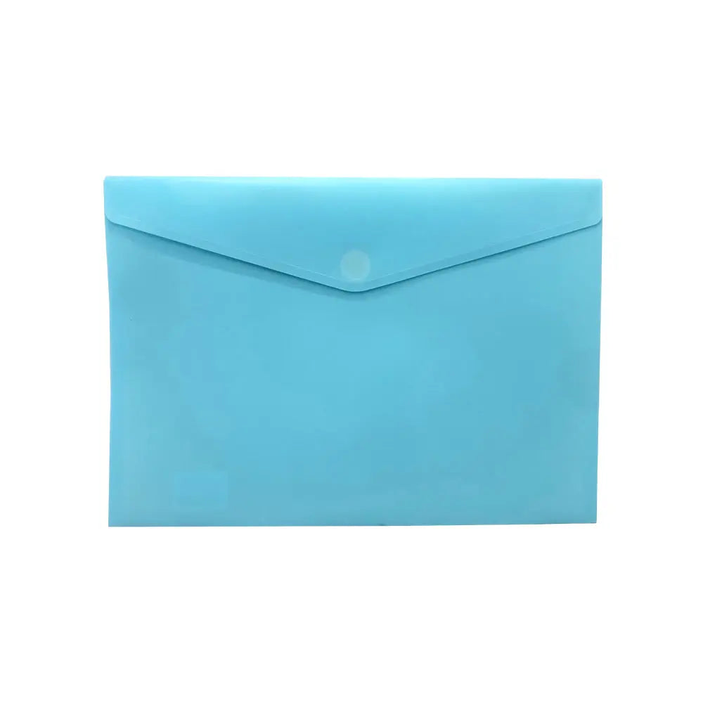 Bolsa envelope A4 turquesa mate da HFP com fecho de velcro, feita de plástico resistente, ideal para documentos e organização.