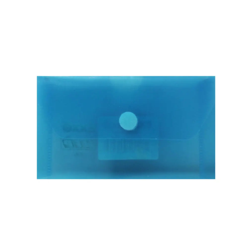 Bolsa envelope azul com fecho velcro plástico, tamanho 105x65mm, da marca HFP, com acabamento resistente e prático.