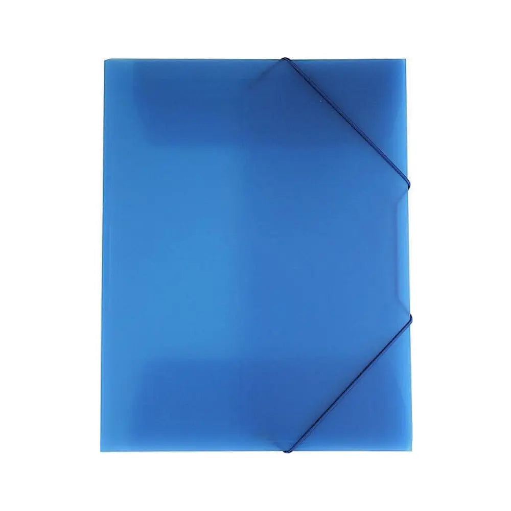 Pasta plástica A4 azul com elásticos para organização, fabricada pela HFP, ideal para guardar documentos e papéis.