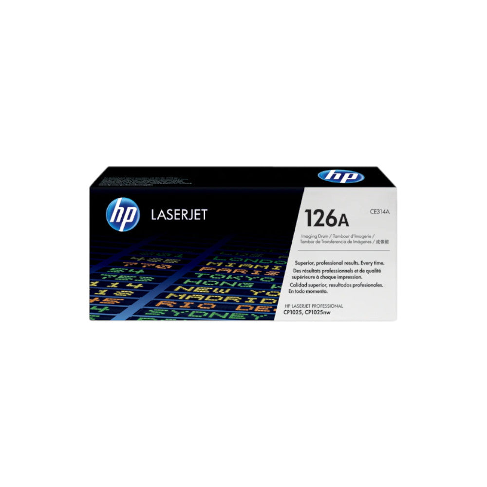 Tambor HP 126A Preto CE314A original da HP, alta capacidade para 14.000 páginas, compatível com impressoras HP.