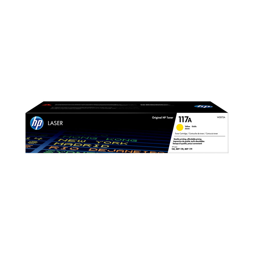 Toner HP 117A Amarelo W2072A original, alta impressão, compatível com impressoras HP, capacidade para 700 páginas