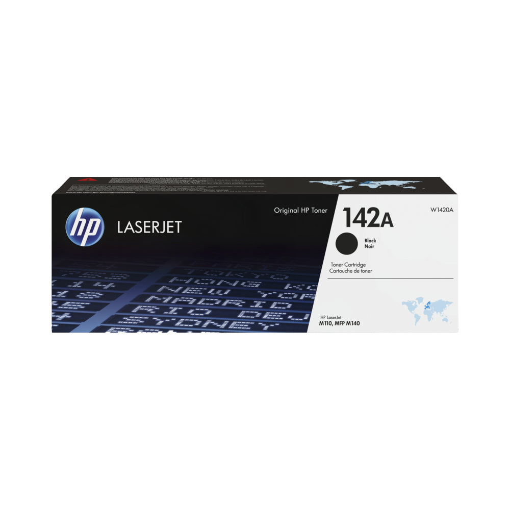 Toner HP 142A Preto original da HP para impressoras, alta performance, mostrado na embalagem do produto.