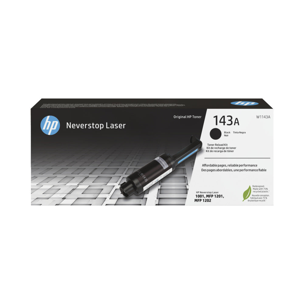 Toner HP 143A Preto HP Original para impressoras, capacidade para 2.500 páginas de impressão.