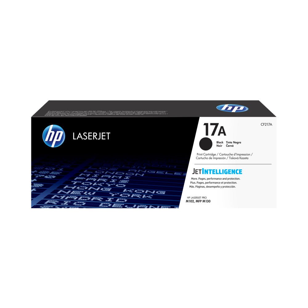 Toner HP 17A Preto CF217A, original HP de alta rendimento para impressoras.