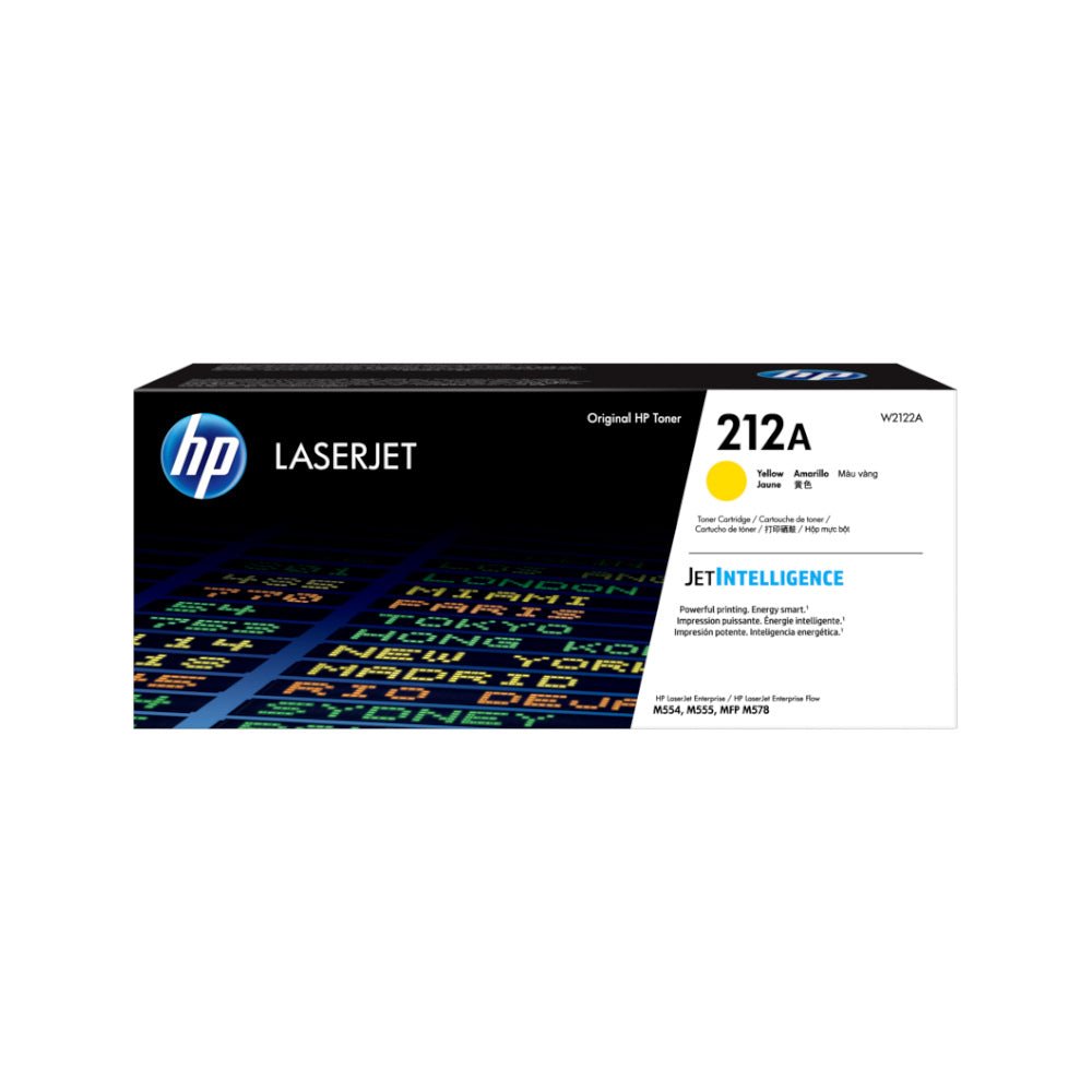 Cartucho de toner original HP 212A amarelo para impressora HP, compatível para até 4500 páginas.
