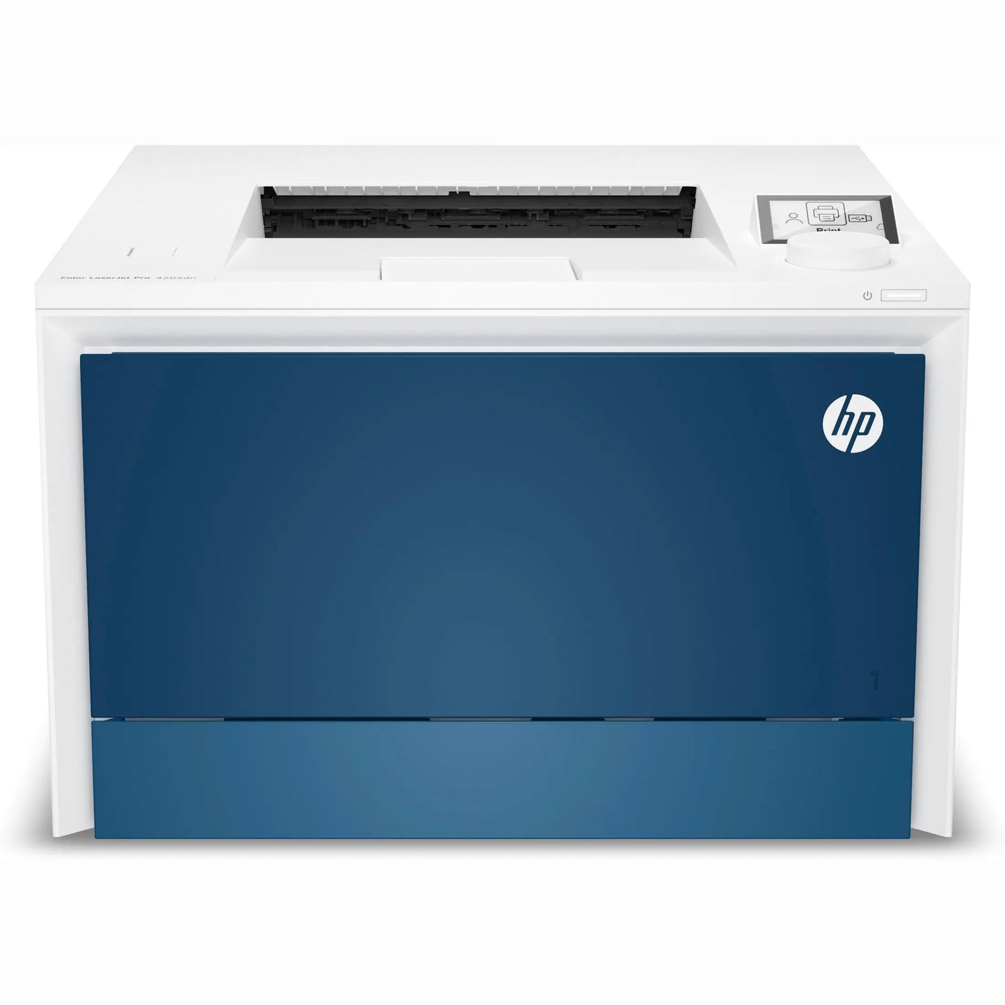 Impressora HP Color LaserJet Pro 4202dn com tela, entrada de papel e botões de controle, impressora laser colorida A4 Duplex
