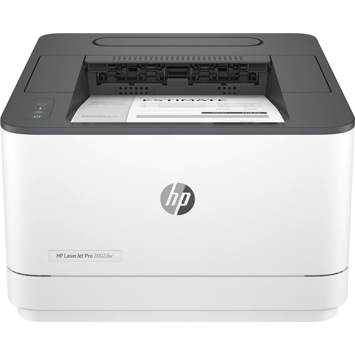 Impressora laser mono HP LaserJet Pro 3002dw com Wi-Fi, função duplex, impressão A4, 33 ppm, vista frontal.