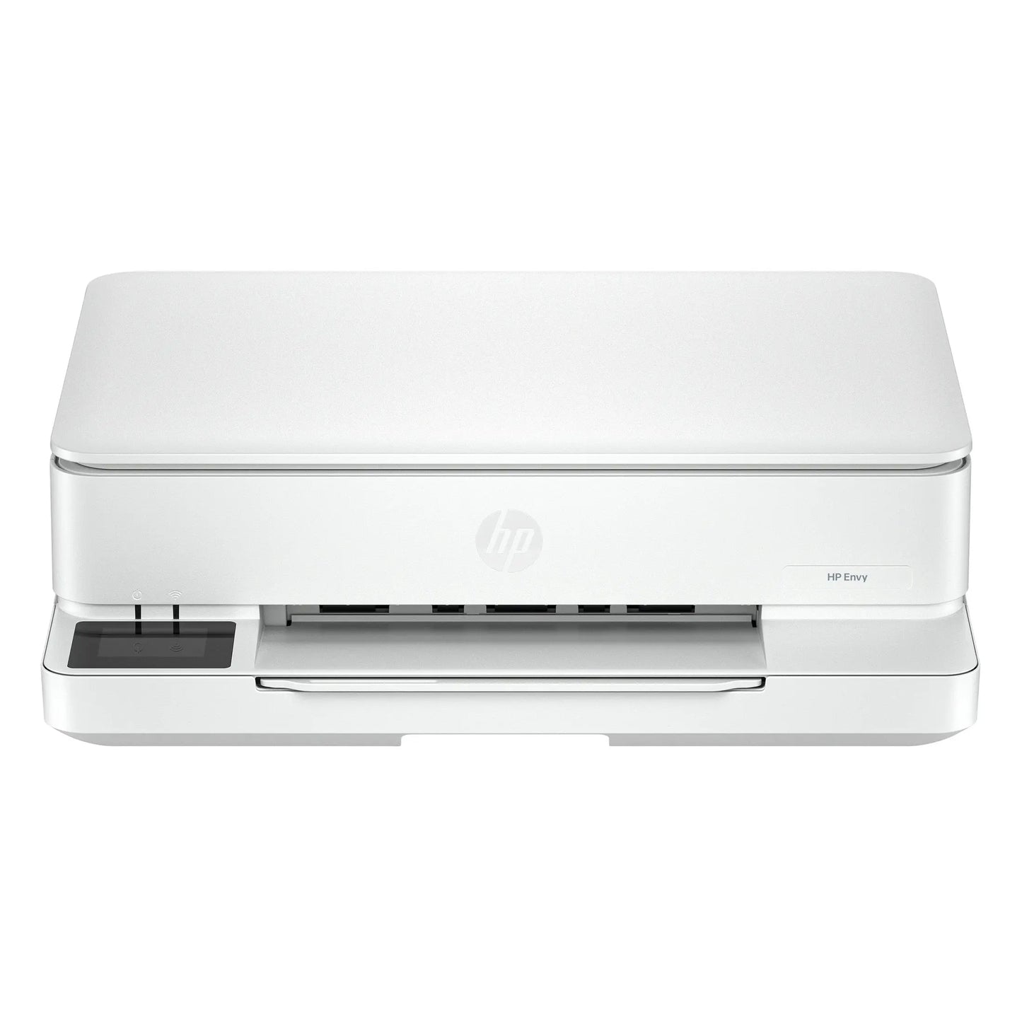Impressora multifunções HP ENVY 6110e, jato de tinta, com Wi-Fi e suporte a papel A4, na cor branca.