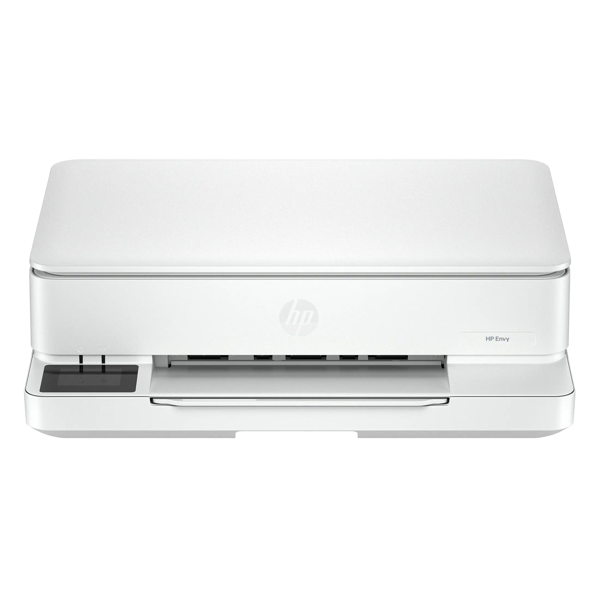 Impressora multifunções HP ENVY 6110e, jato de tinta, com Wi-Fi e suporte a papel A4, na cor branca.