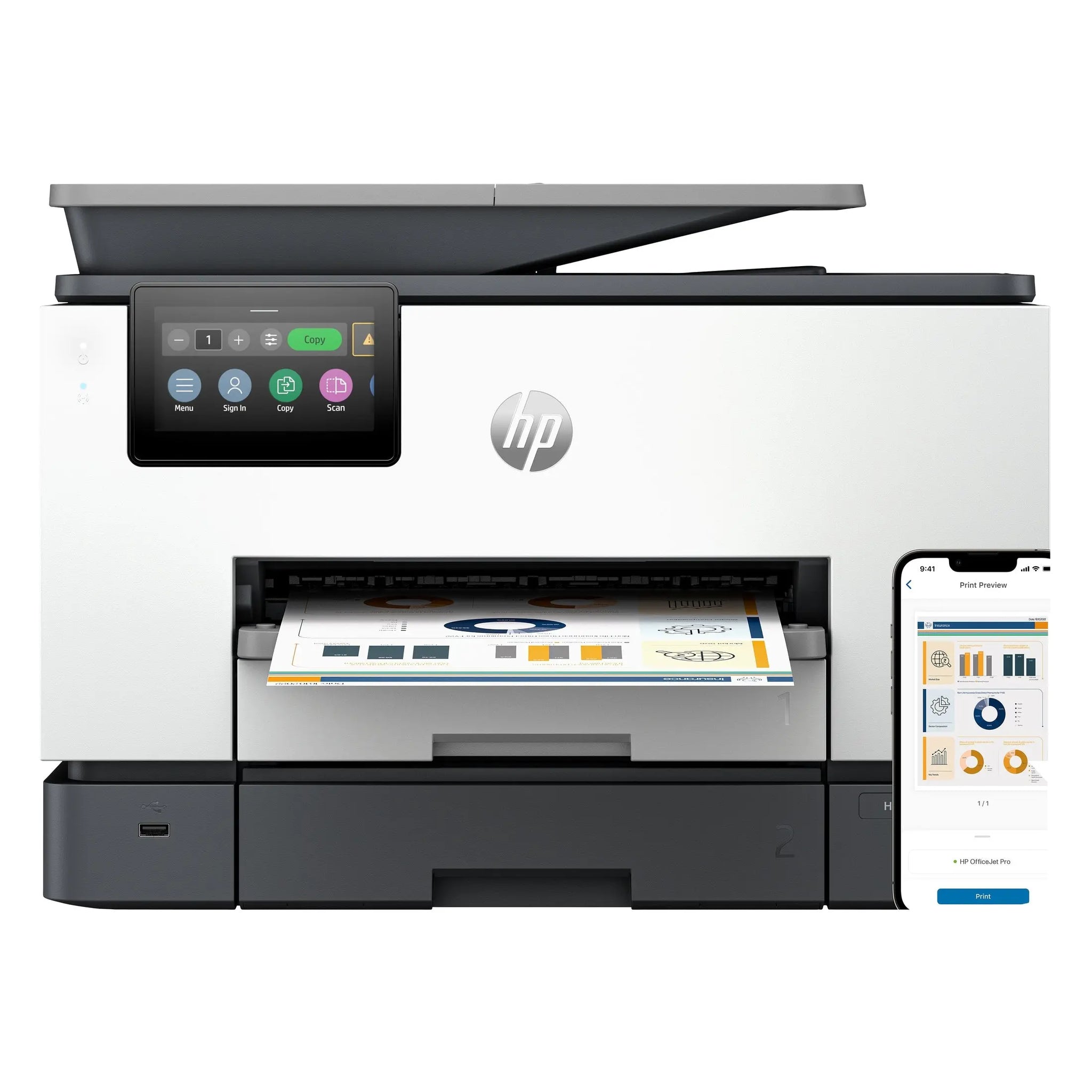Impressora multifuncional HP Officejet Pro 9130b com Wi-Fi, impressora colorida A3, jato de tinta, velocidade 23ppm
