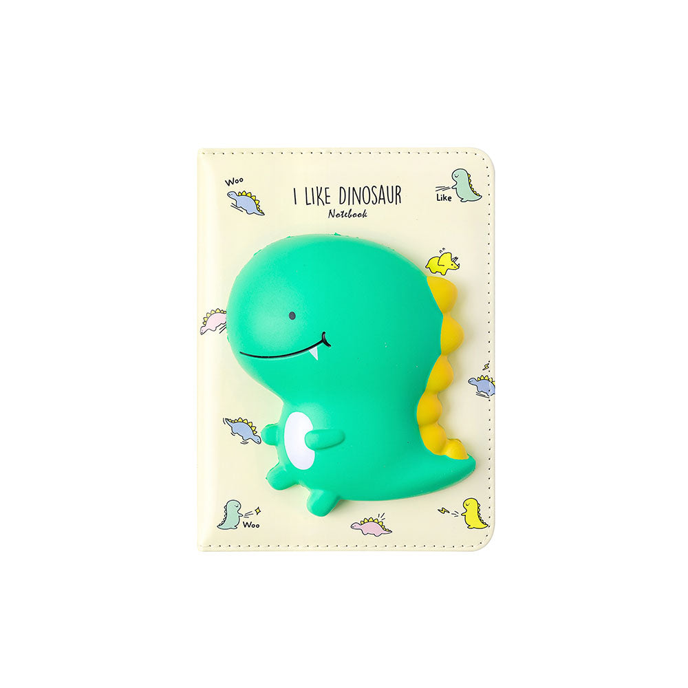 Bloco de notas squishy Dino IiGen com 128 folhas, tamanho 127x175mm, ideal para presentes e escrita criativa.