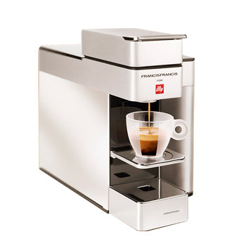 Máquina de café em cápsulas ILLY Y5 Iperespresso branca, com design moderno e tela de controle digital.