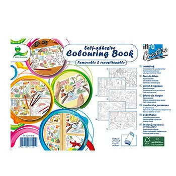 Folhas de papel adesivo para colorir da marca Infocreative, 29,7x20cm, pacote com 25 folhas para artesanato e atividades criativas