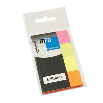 Separadores adesivos brilhantes Infonotes, notas aderentes tipo flag, tamanho 20x50mm, kit com 160 unidades.