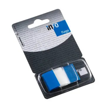 Separadores de Filme Adesivos Azul Infonotes, notas aderentes flag, 25x43mm, pack com 50 unidades.