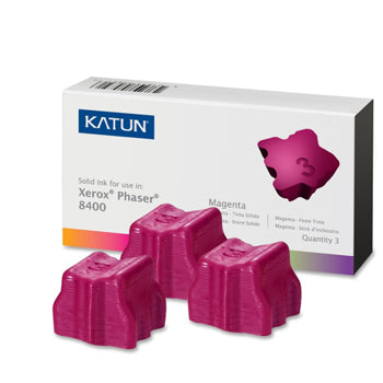 Kit com 3 unidades de toner magenta compatível Xerox Phaser 8400, marca Katun, para impressoras laser.