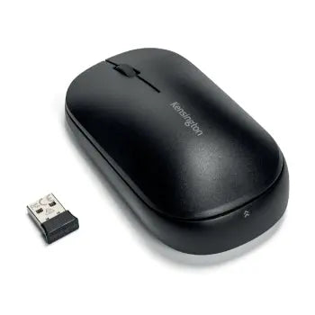 Rato sem fio Kensington SureTrack Dual preto, confiável e sem fio, visível com design ergonômico e botão de navegação.