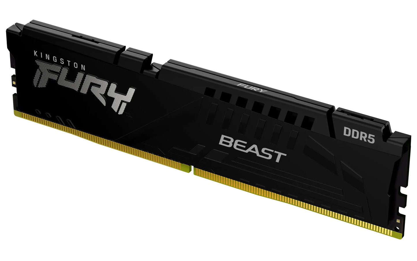 Memória Kingston DDR5 16GB FURY Beast black para desktop, velocidade 5600MHz, módulos de memória RAM em destaque.